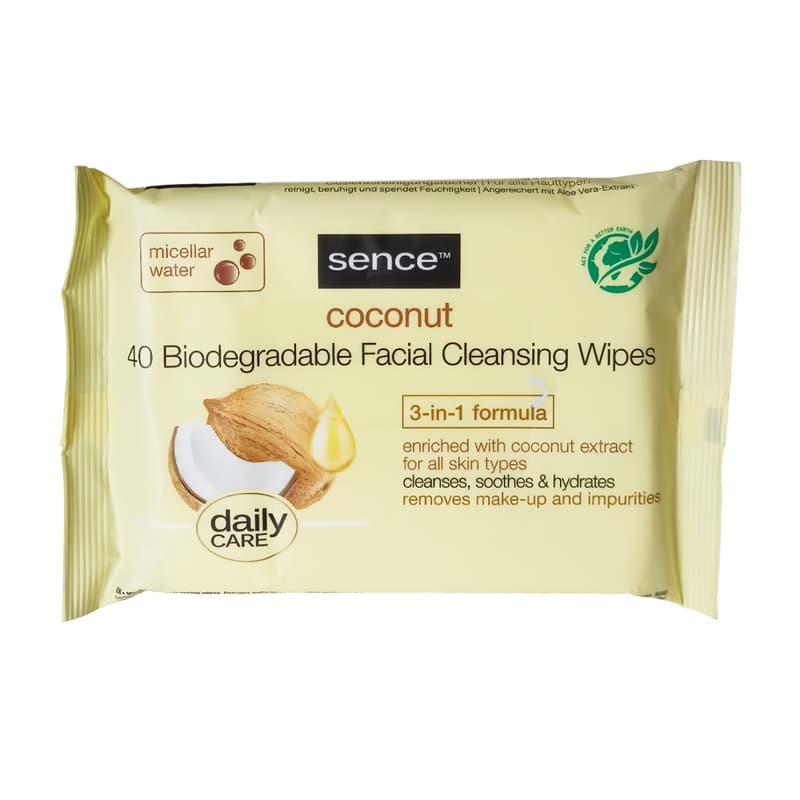 محارم مزيل مكياج سينسSENCE WIPE COCONUT 40 PCS